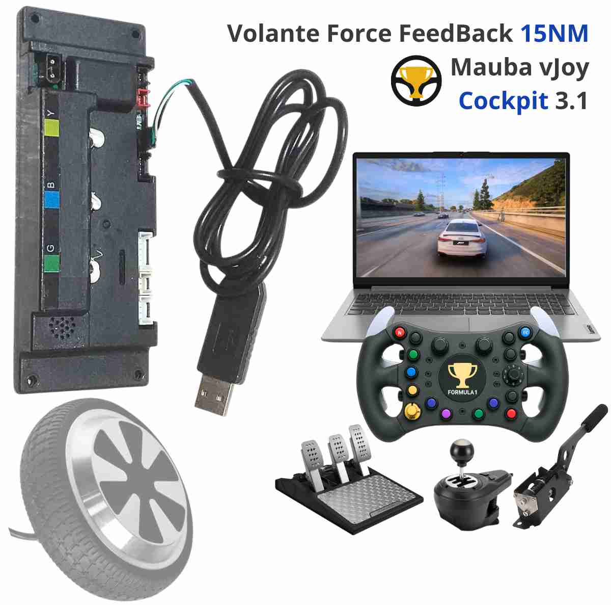 Volante Direct Drive 15nm Diy Em 10 Minutos - Módulo 36v Usb Foto mini 1
