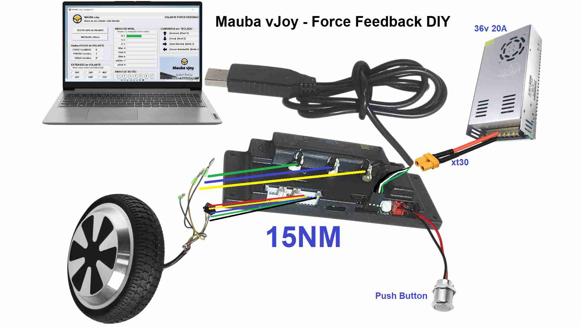 Volante Direct Drive 15nm Diy Em 10 Minutos - Módulo 36v Usb Foto mini 3