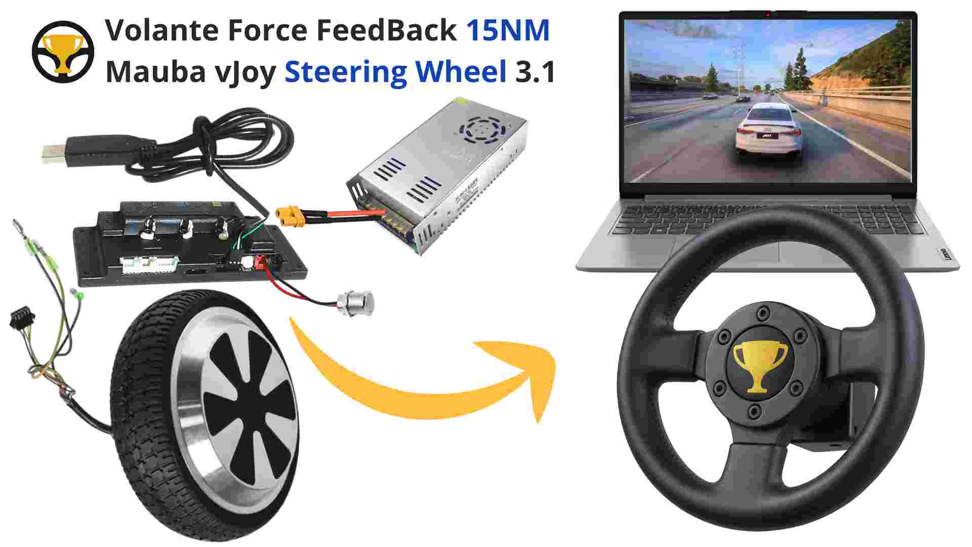Módulo 15nm para Projeto Volante Force Feedback com Motor de Hoverboard - Foto mini 7